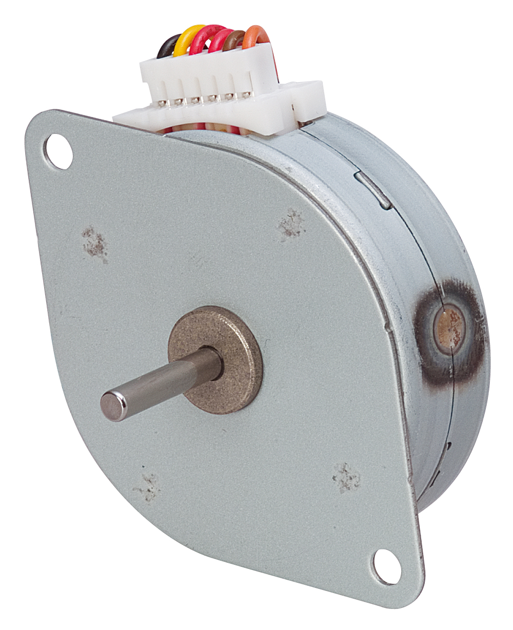 Nippon Pulse 42mm thin-stack rotary tin-can stepper motor with connector