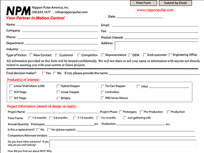 Screenshot of the General Product Inquiry worksheet