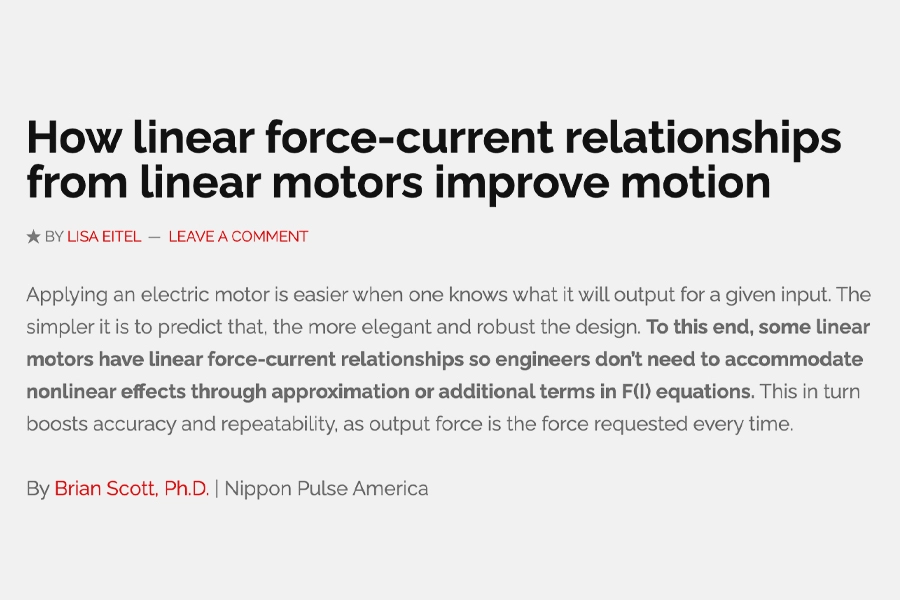 How linear force-current relationships from linear motors improve motion